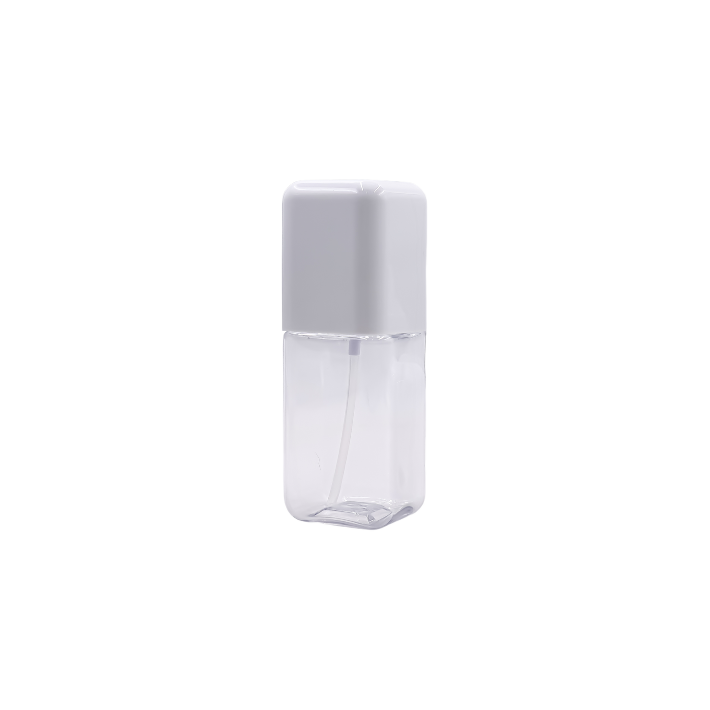 HDETCSC7 100ml Transparent PET Cosmetic Pump Bottle – White Pump with Square Cap