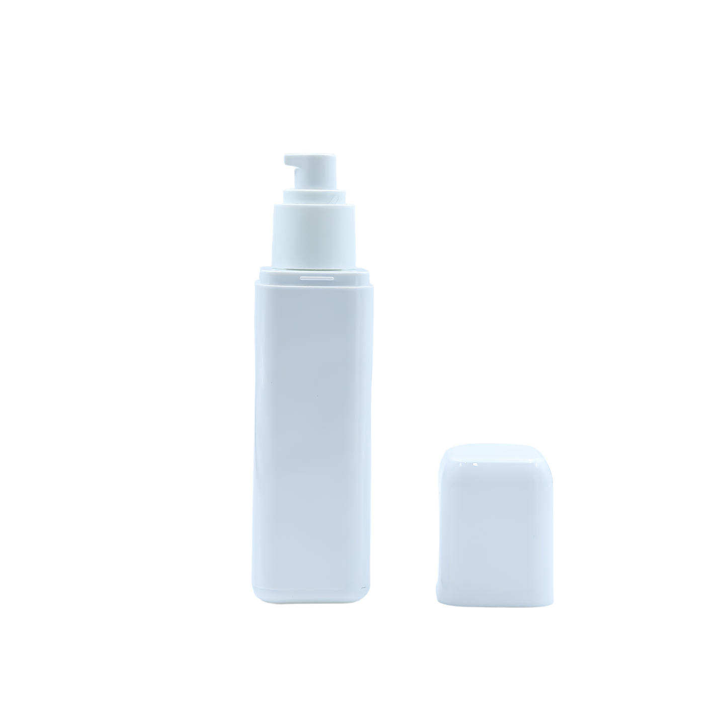 HDALB8P 100ml Square Pump Bottle – White Plastic Cosmetic Lotion Dispenser with Cap