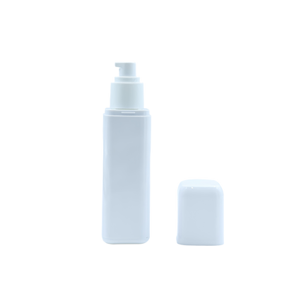 HDALB8P 100ml Square Pump Bottle – White Plastic Cosmetic Lotion Dispenser with Cap