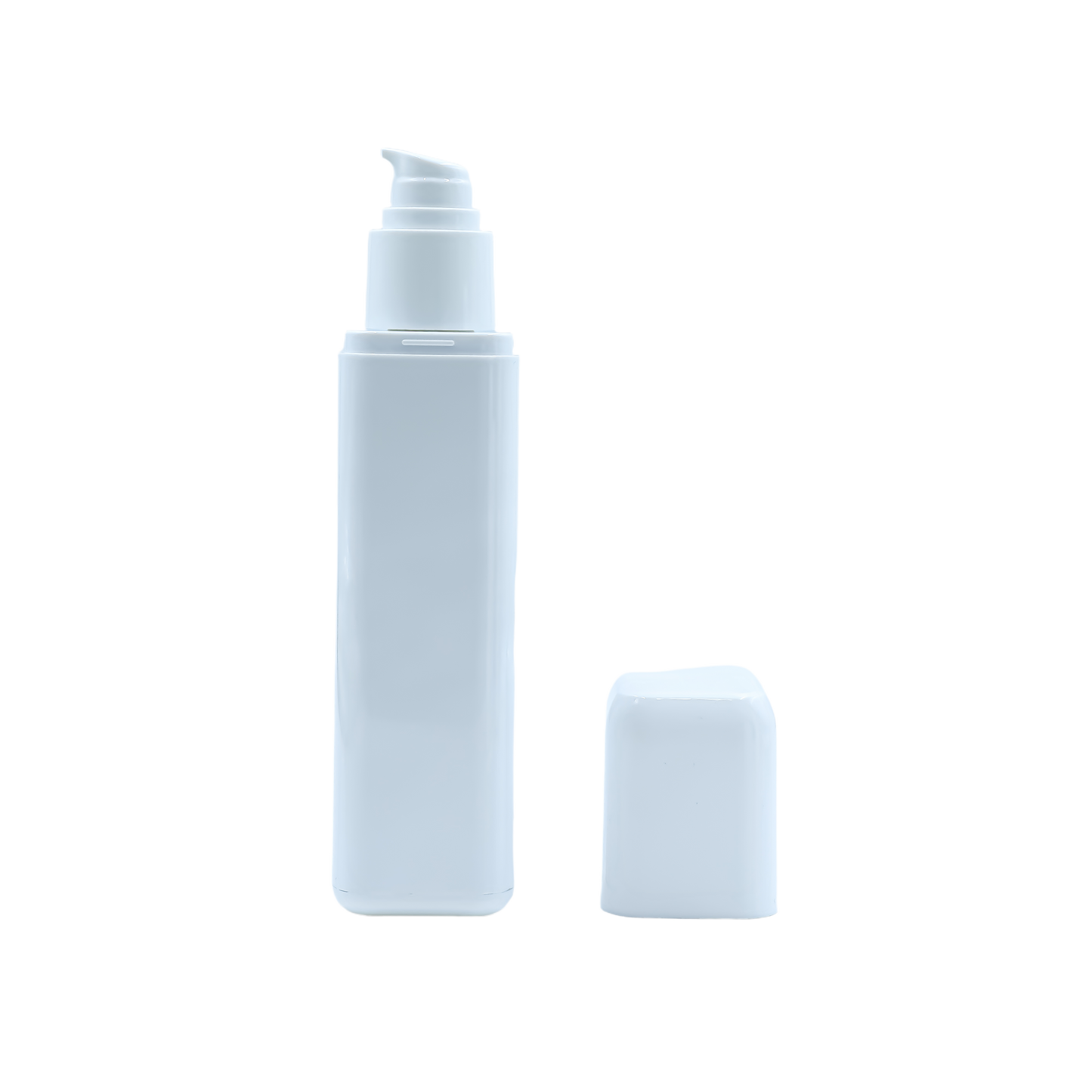 HDALB8P 120ml Square Pump Bottle – White Plastic Cosmetic Lotion Dispenser with Cap