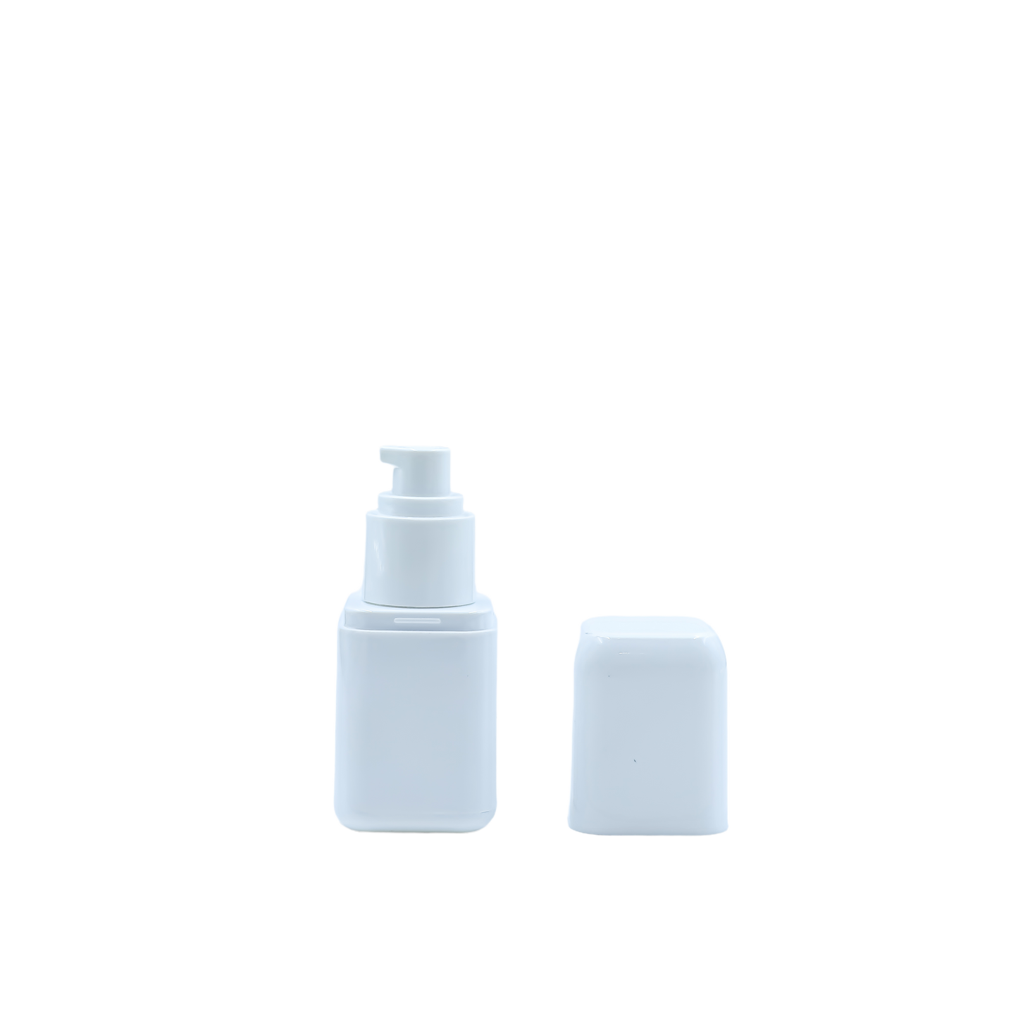 HDALB8P 30ml Square Pump Bottle – White Plastic Cosmetic Lotion Dispenser with Cap