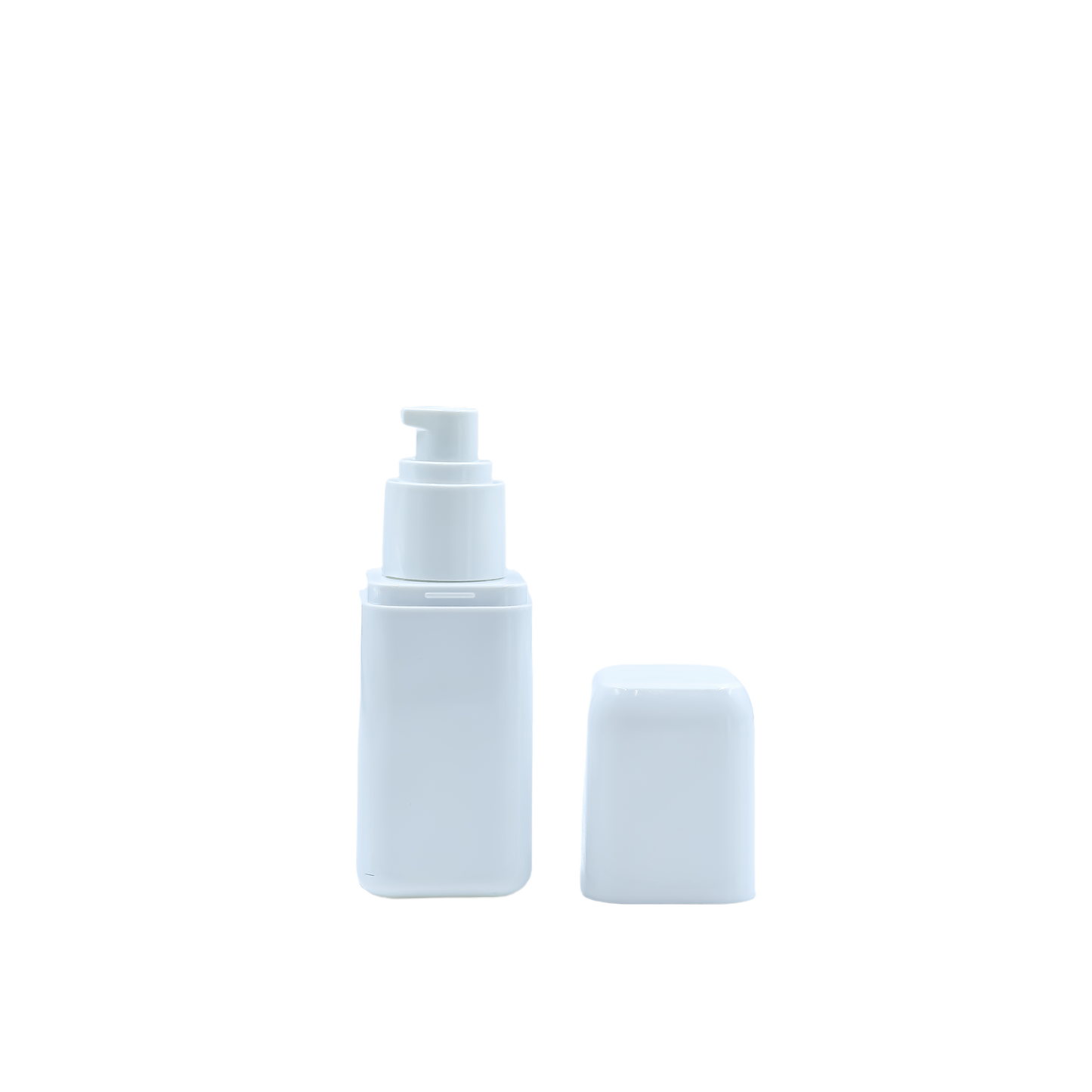 HDALB8P 50ml Square Pump Bottle – White Plastic Cosmetic Lotion Dispenser with Cap