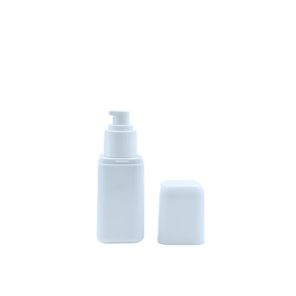 HDALB8P 50ml Square Pump Bottle – White Plastic Cosmetic Lotion Dispenser with Cap