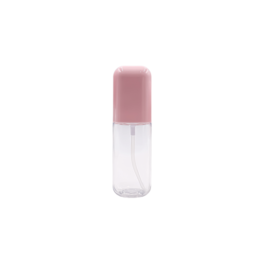 HDETCSC6 100ml Clear Plastic Lotion Pump Bottle with Pink Cap – PET Cosmetic Packaging for Serum & Foundation