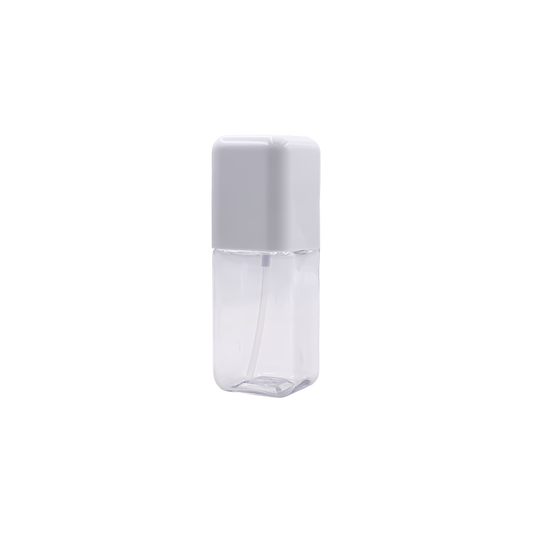 HDETCSC7 100ml Transparent PET Cosmetic Pump Bottle – White Pump with Square Cap