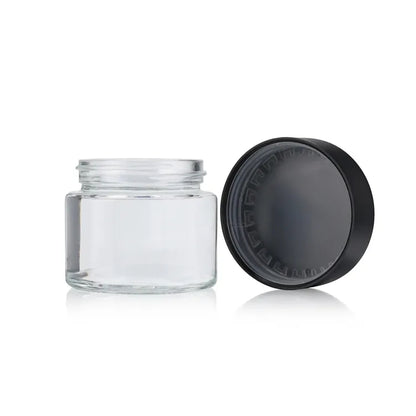 2 3 4 oz clear glass straight sided container airtight child resistant glass jar